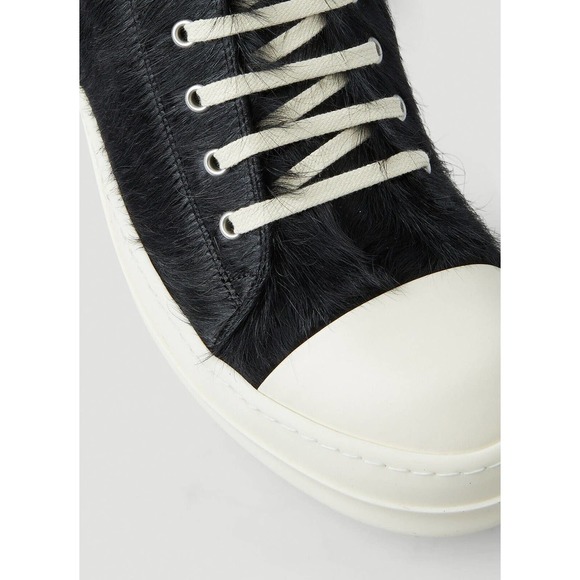 RICK OWENS Calf Hair pony Low Ramones in Black/Milk size EU 43.5 / US 10.5